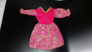Vintage Clone Dress Fits A Larger Tammy Size Barbie Dolls Pink Brocade Velvet
