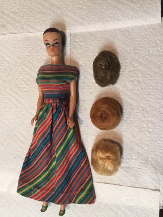 Vintage Barbie Fashion Queen Doll With Two Piece Dress And 3 Wigs,  Minty