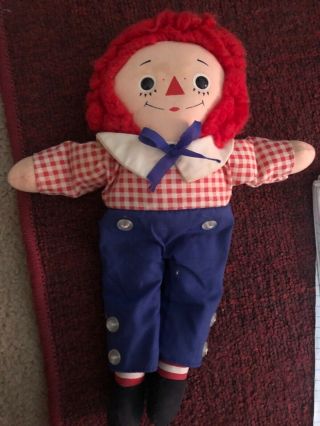 Vintage 1970s Raggedy Andy Knickerbocker Cloth Collectible Toy Doll 12 Inch