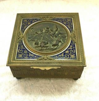 French Ormolu Bronze & Enamel Jewel Box Retailed By Ovington C.  1900