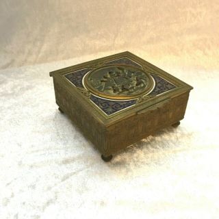 French ormolu bronze & enamel jewel box retailed by Ovington C.  1900 3