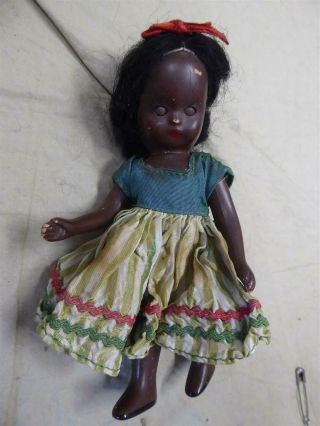 Vintage Storybook Doll Nancy Ann " Topsy " 5 1/2 " - Plastic,  Eyes Work