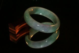59.  9 Vintage Burmese Natural Jadeite Jade Bangle Bracelet Translucent Green C113