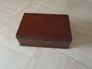 Vintage Mahogany Wood Desk Top Stationery Box Writing Jewellery Sewing Box