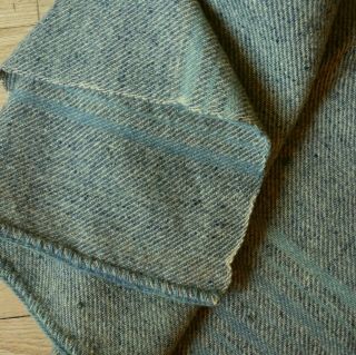 (N28) : Antique Organic Wool Homespun Farmhouse Blanket 2 - Panel Center Seam 3