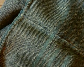 (N28) : Antique Organic Wool Homespun Farmhouse Blanket 2 - Panel Center Seam 5