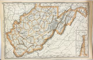 1888 Large Format Rand Mcnally Atlas Map Of West Virginia 13” X 20”