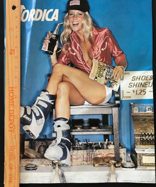 Nordica Ski Boots Poster Vintage Advertising 80s Sexy Girl Having Coke