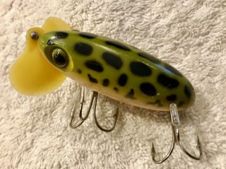 Fishing Lure Fred Arbogast Jitterbug Wwll Plastic Lip Frog Tackle Box Crank Bait