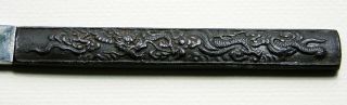 Antique Japanese Kozuka,  Iron,  Carved Dragon,  Edo Period, .  Steak Knife