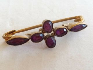Old Antique Brooch,  Amethyst Colour Settings