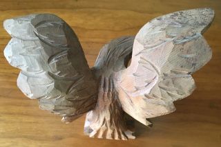 Vintage Hand Carved Wood American Bald Eagle Sculpture Art Figure Realistic 5