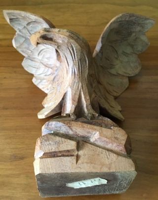 Vintage Hand Carved Wood American Bald Eagle Sculpture Art Figure Realistic 6