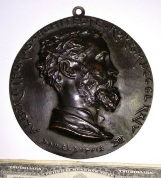Antique Bronze Medallion Plaque Albert Thomas Architect Rome 1874 Daniel Dupuis