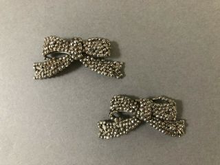 Signed LW PARIS Antique Victorian Shoe Buckles Clips French Steel Cut Bow 004 2