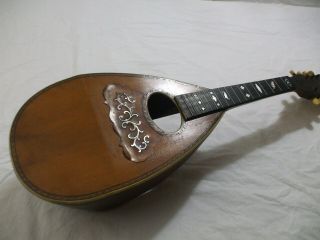 Antique Mandolin The Univ.  Ersity Mandolin With Mother Of Pearl Inlay 23  Long
