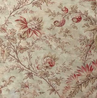 Mid 19th Century French Linen Cotton Indienne,  Parasol Flowers 152