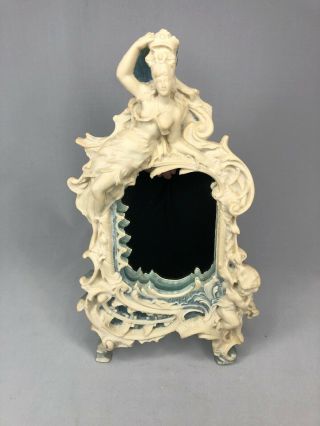 Vintage Incolay Stone Dresser Mirror With Lady And Cherub Circa 1980 
