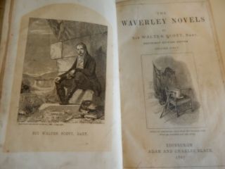Antique 1867 Leather Walter Scott Waverley Novels - Set of Three Books 4