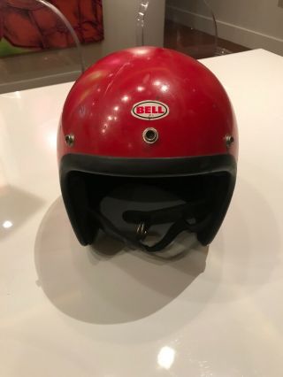 Vintage Bell Rt Motorcycle Helmet Red 6/75 Size 7 1/4