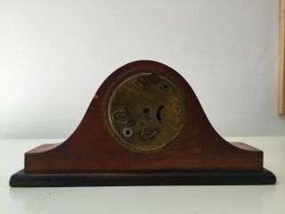 Antique 1930 - 40s Art Deco Wooden Desk Mantel Table Clock Brass Simple Decor 2