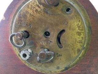 Antique 1930 - 40s Art Deco Wooden Desk Mantel Table Clock Brass Simple Decor 3