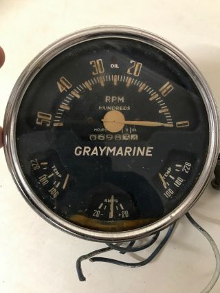 Antique Graymarine Instrument Cluster/ Gauge - Gmc Chris Craft Marine Boat Rpm 1