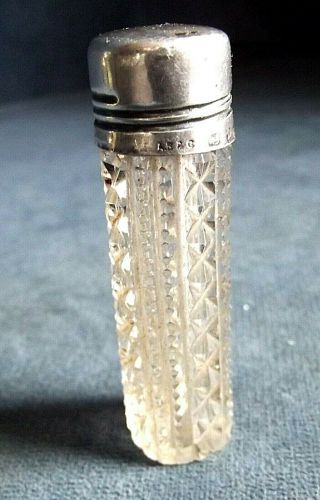 Good Solid Silver Topped Lotion / Scent Bottle B 