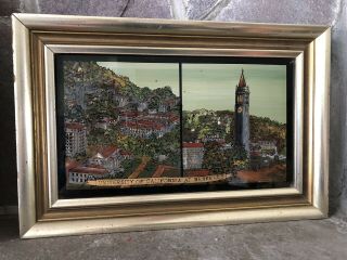 Antique Painting University Of California At Berkeley Reverse Painted On Glass