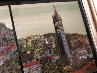 Antique Painting UNIVERSITY OF CALIFORNIA AT BERKELEY Reverse Painted On Glass 4