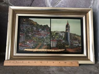 Antique Painting UNIVERSITY OF CALIFORNIA AT BERKELEY Reverse Painted On Glass 8