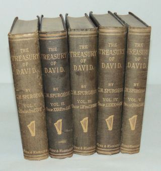 Antique Books 1882 Psalms Of David 5 Vols C.  H.  Spurgeon
