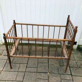 Vintage Child Baby Wood Crib Bed Spindles 40 " X 21 " X 34 " High Antique Large