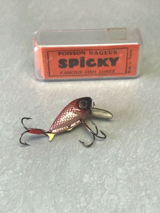 Vintage Rare Spicky Rublex Red Fishing Lure Poisson Nageur Made In France