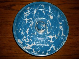 Columbian Antique Blue & White Swirl Granite Ware Bucket Lid For 6.  5 " Bucket/pot