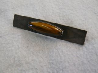 Antique Art Deco Tiger Eye brooch / made by 