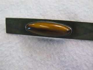Antique Art Deco Tiger Eye brooch / made by 
