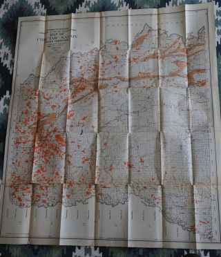 Antique Map " Map Of Choctaw Nation Indian Territory " 1903