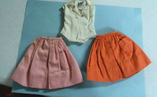 Vintage Barbie White Cotton Blouse And 2 Full Skirts All One Price