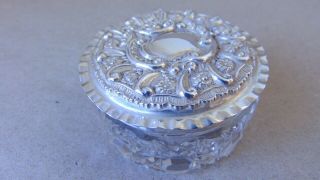 Pretty Edwardian Sterling Silver Glass Dressing Table Jar 1903