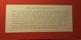 Rare Antique Civil War Valentines Day Card 1864 3
