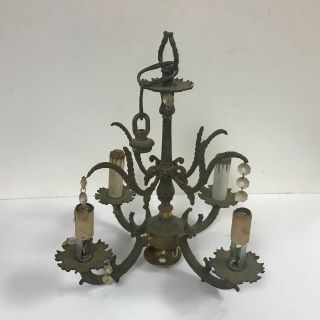 Antique Brass Petite Four Arm Chandelier Ceiling Light Fixture Parts