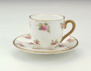 Antique Coalport China - Rose Decorated Miniature Cabinet Cup & Saucer - Lovely 3