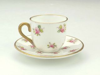 Antique Coalport China - Rose Decorated Miniature Cabinet Cup & Saucer - Lovely 5
