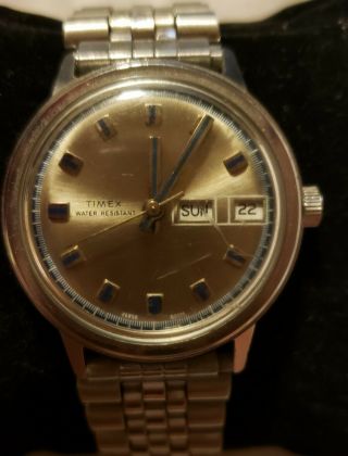 Vintage 1975 Timex 26850 02775 Day Date Mechanical Men 