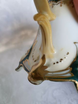 ANTIQUE RS PRUSSIA HAND PAINTED ROSES & HEAVY GOLD FOOTED ART NOUVEAU CREAMER 5