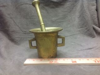 VINTAGE LARGE BRASS MORTAR AND PESTLE Heavy - 9 1/2 