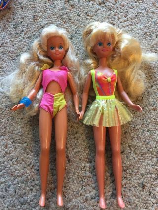 Vintage Barbie Teen Sister Skipper Dolls Hawaiian Fun Wet N Wild 1989 1990