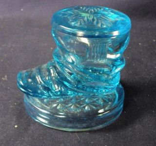 Utility Boot Toothpick Holder Inkwell Bryce Higbee Light Blue Glass Antique