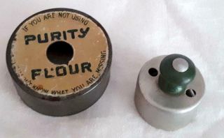 Antique Advertising Tin Litho Purity Flour Biscuit Cutter,  Small Bonus Cutter